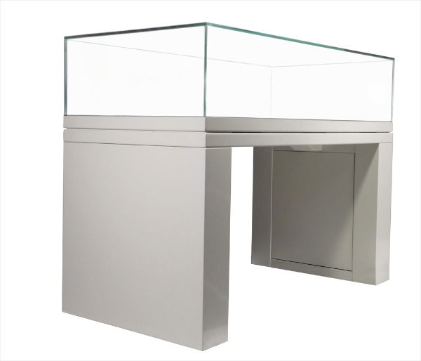 Display case with high security glass top