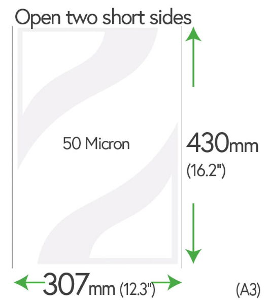 430mm x 307mm (A3) 50 Micron Clear Sleeves