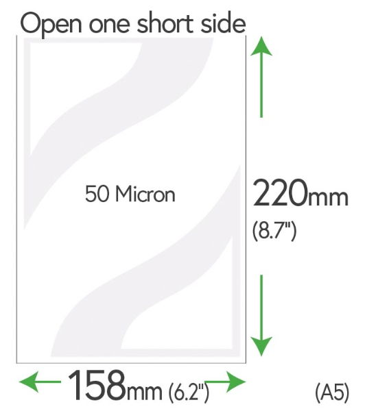 220mm x 158mm Polyester Clear Pockets 50 Micron (A5)