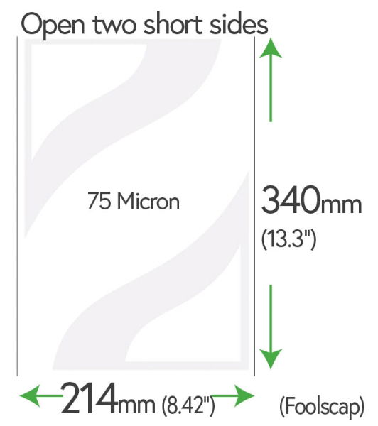 340mm x 214mm (foolscap) 75 Micron Clear Sleeves