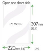 307mm x 220mm Clear Pockets (A4+10mm) 75 Micron