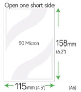 158mm x 115mm Clear Pockets 50 Micron (A6 +5mm) 565-650