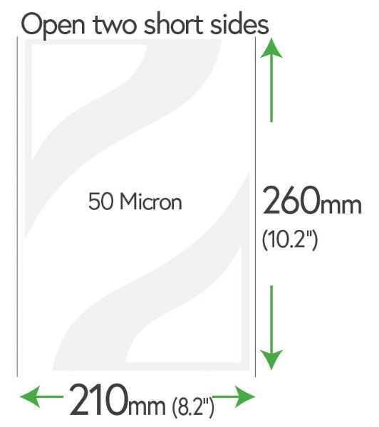 260mm x 210mm 50 Micron Clear Sleeves