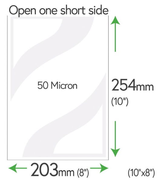  254mm x 203mm Clear Pockets 50 Micron (10" x 8")