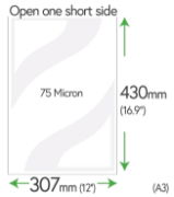 430mm x 307mm Clear Pockets 75 Micron (A3 +10mm)