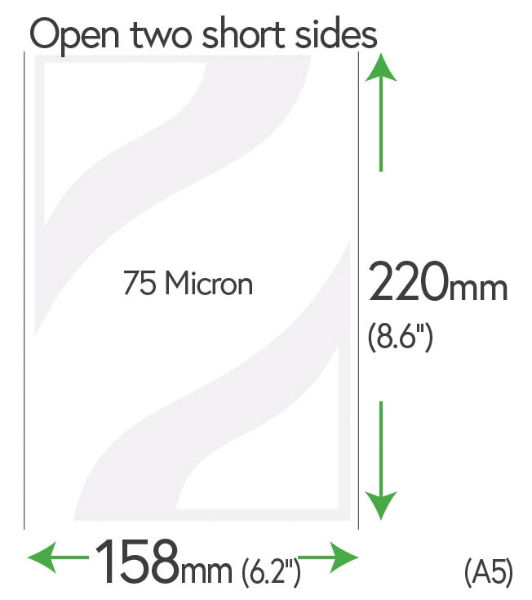 220mm x 158mm (A5) 75 Micron Clear Sleeves