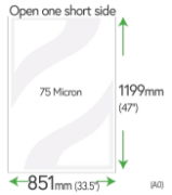 1199mm x 851mm Clear Pockets (A0 +10mm) 75 Micron Polyester